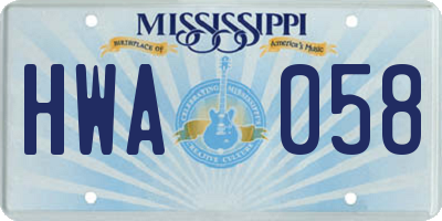 MS license plate HWA058