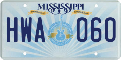 MS license plate HWA060