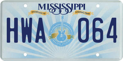 MS license plate HWA064