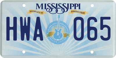 MS license plate HWA065