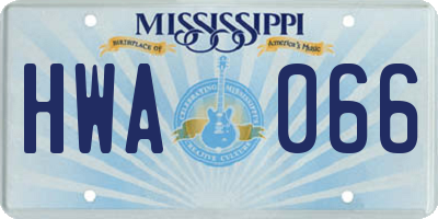 MS license plate HWA066