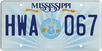 MS license plate HWA067