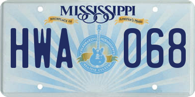 MS license plate HWA068
