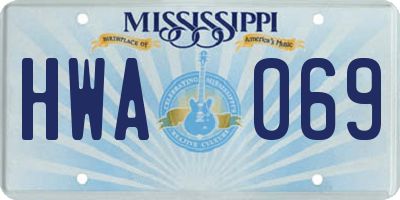 MS license plate HWA069