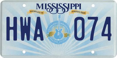 MS license plate HWA074