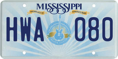 MS license plate HWA080