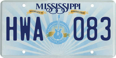 MS license plate HWA083