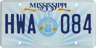 MS license plate HWA084
