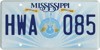 MS license plate HWA085