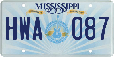 MS license plate HWA087