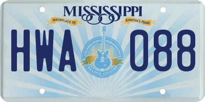 MS license plate HWA088