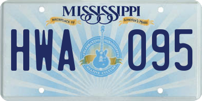 MS license plate HWA095