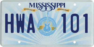 MS license plate HWA101