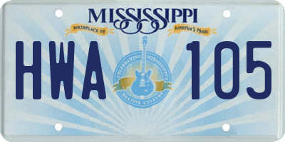 MS license plate HWA105