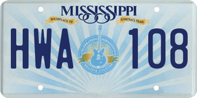 MS license plate HWA108