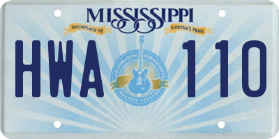 MS license plate HWA110