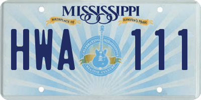 MS license plate HWA111