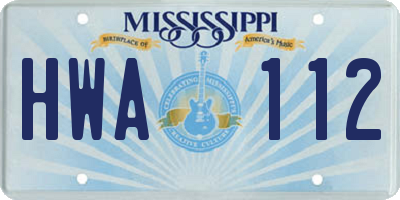 MS license plate HWA112