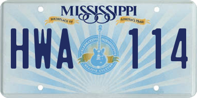 MS license plate HWA114