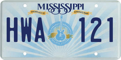 MS license plate HWA121