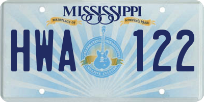 MS license plate HWA122