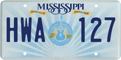 MS license plate HWA127
