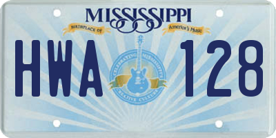 MS license plate HWA128