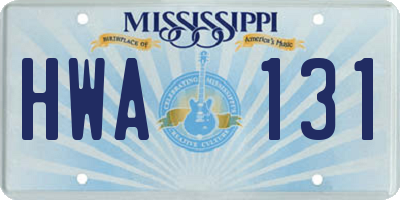 MS license plate HWA131