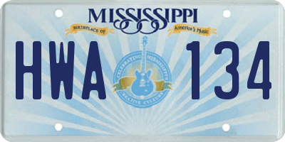 MS license plate HWA134