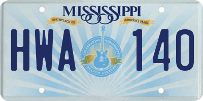 MS license plate HWA140