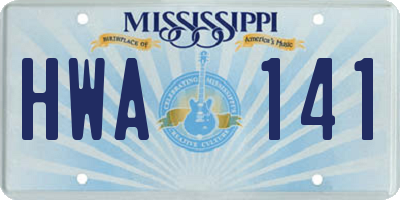 MS license plate HWA141