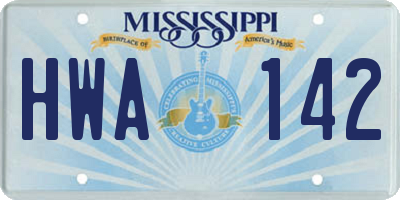 MS license plate HWA142