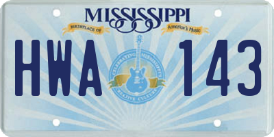 MS license plate HWA143