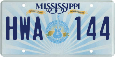 MS license plate HWA144