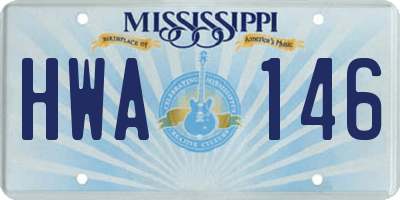 MS license plate HWA146