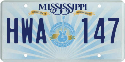 MS license plate HWA147