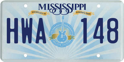 MS license plate HWA148