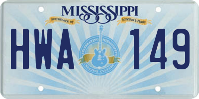 MS license plate HWA149