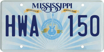 MS license plate HWA150