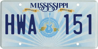 MS license plate HWA151