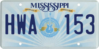 MS license plate HWA153