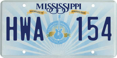 MS license plate HWA154