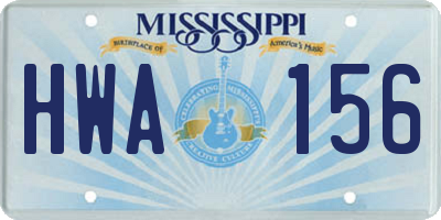 MS license plate HWA156