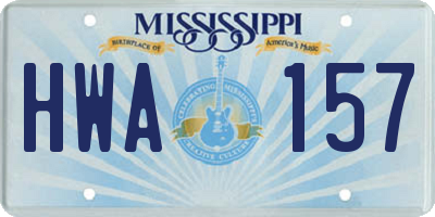 MS license plate HWA157