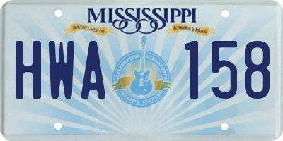 MS license plate HWA158