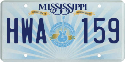 MS license plate HWA159