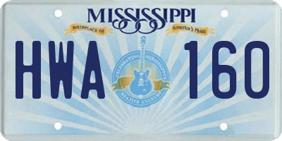 MS license plate HWA160