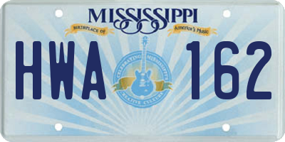 MS license plate HWA162