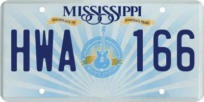 MS license plate HWA166