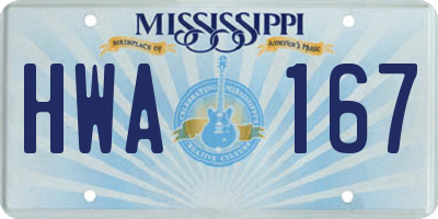 MS license plate HWA167